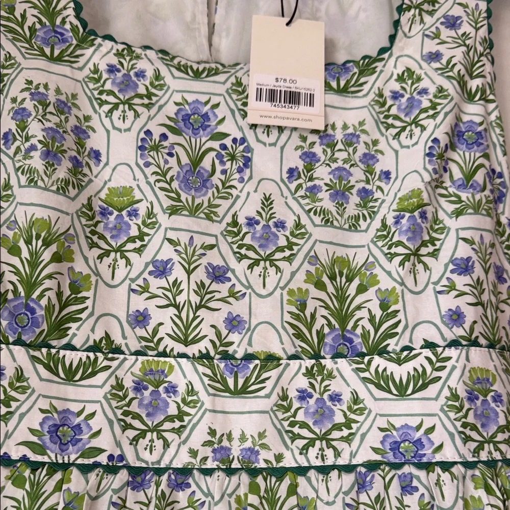 entro White Midi Dress with Blue and Green Floral Print - Picture 4 of 11